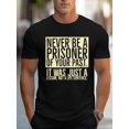 thumbnail image 1 of Inspirational Positive Energy Printed Black Short Sleeved T-shirt Men'S Casual Top with The Theme of 'Breaking Free From Past Constraints, Life Is More Than Just A Lesson', 1 of 5
