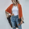 thumbnail image 2 of Feancey Womens Knitted Sweater Oversized Fashion Colorblock Shrugs Cardigans Comfy Loose Ribbed Knit Sweaters Cozy Bat Sleeve Open Front Duster Jackets Khaki M, 2 of 7