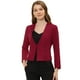 thumbnail image 1 of Abrigo corto Allegra K para mujer sin cuello con cremallera traje chaqueta Borgoña L, 1 of 4