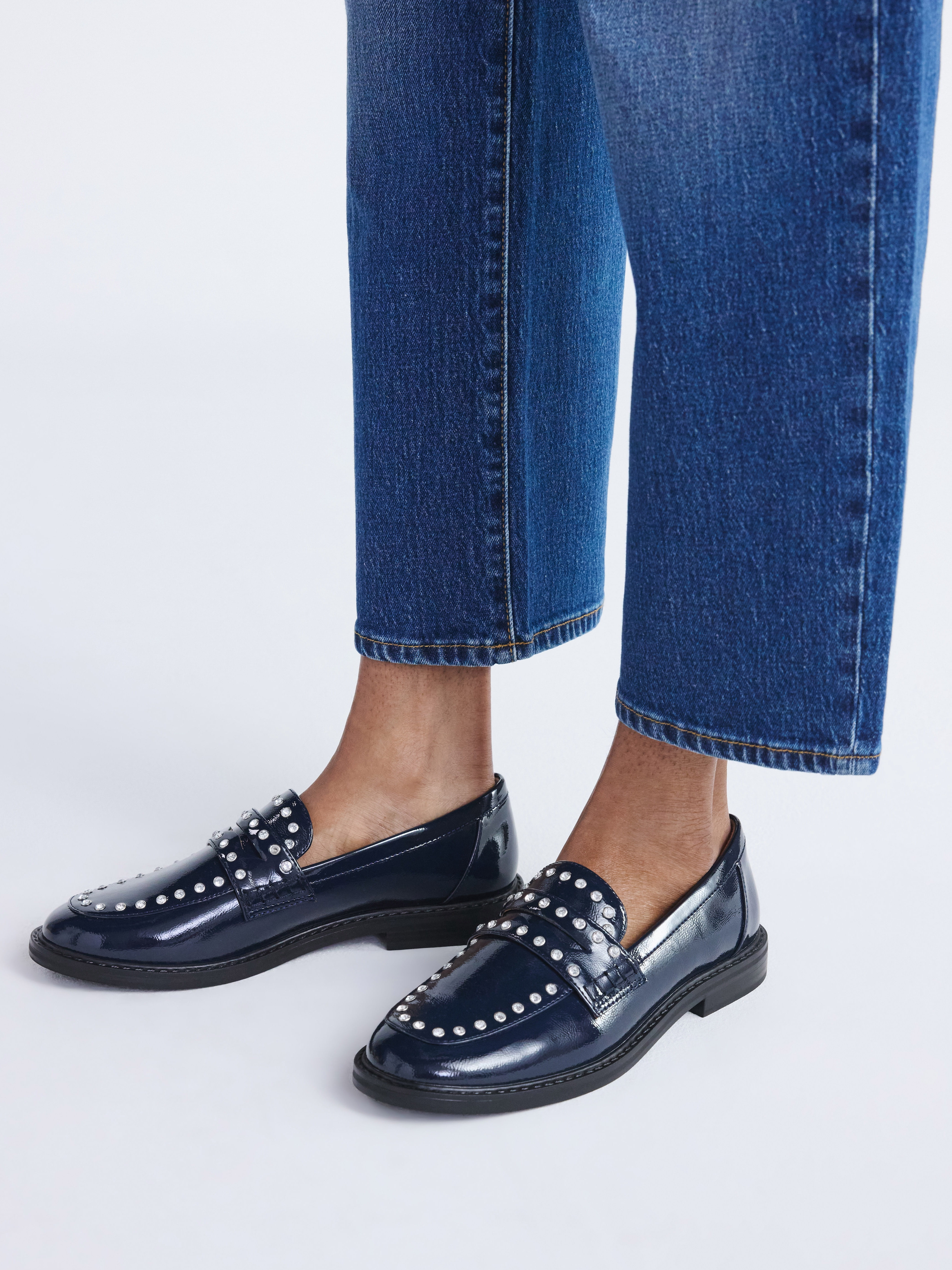 Free Assembly Women's Studded Faux Leather Loafers, Sizes 6-11
