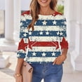 thumbnail image 4 of GERsome 4th of July T Shirts Womens 3/4 Length Sleeve Patriotic Tops Casual American Flag Shirts Crewneck Loose-Fit Blouses S-5XL, 4 of 6