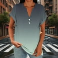 thumbnail image 4 of MaFYtyTPR Women's Short Sleeve Tops Fashion Casual Printed V-Neck Loose Raglan Sleeve Button Loose T-shirts Army Green L, 4 of 5