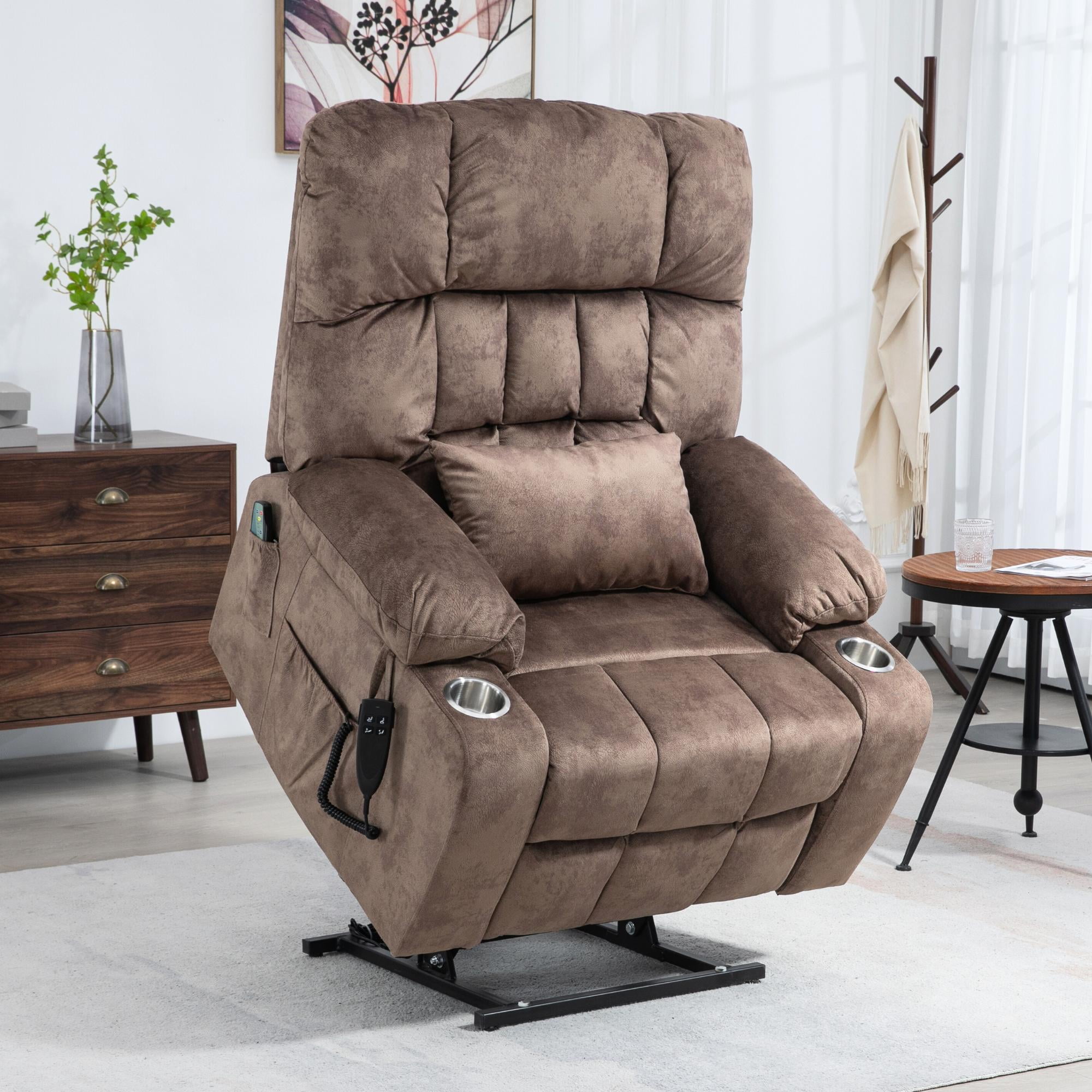 JUUXO Oversized Lift Chair Lay Flat Recliner, Large Power Lift Chair for Elderly, Extra Wide Heated Massage Chair for Big and Tall in 25.6" Seat Width, 400 lbs