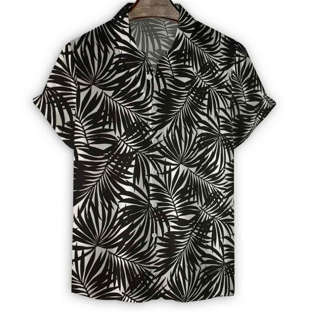 Camisas Playeras Camisas Hawaianas Hombre Negras Camisa Floreada
