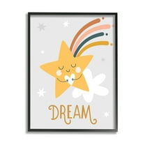 Stupell Industries Shooting Star Smile Casual Dream Calligraphy Pattern Graphic Art Black Framed Art Print Wall Art, Design by Ilis Aviles