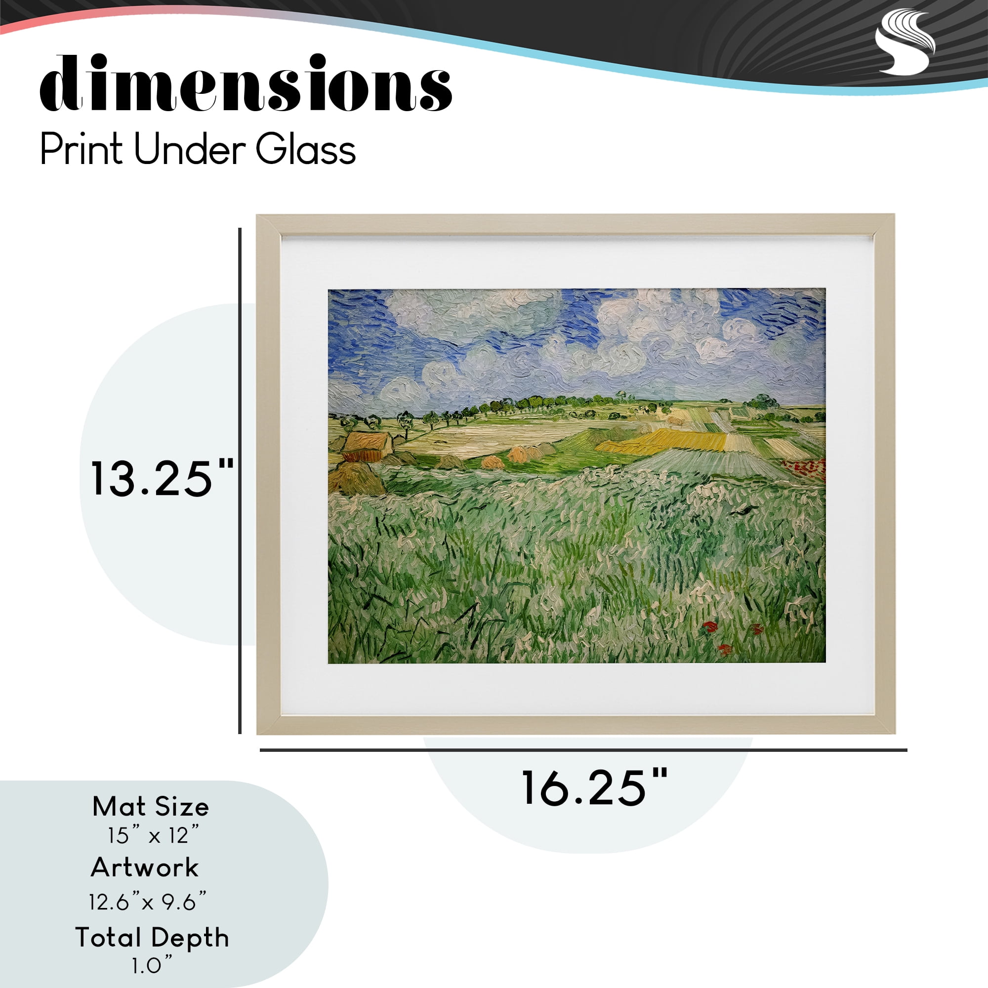 Stupell Industries Plain Near Auvers Painting Birch Framed Print Under Glass, design by Vincent Van Gogh