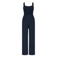 thumbnail image 6 of ABATAB Women's Casual Loose Overalls One Piece Sleeveless Smocked Jumpsuits Wide Leg Long Pant Rompers with Pockets, 6 of 7