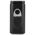 thumbnail image 1 of Estuche de cuero portátil para puros, humidor de puros con revestimiento de madera de cedro y cortador (para 3 puros, color negro), 1 of 15
