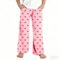 thumbnail image 5 of Girls Pants Valentine's Day Heart Graphic Wide Leg Trousers Loungewear Elatic Waisted Causal Pant with Pockets Size 4-16, 5 of 6