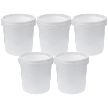 5Pcs Plastic Pail with Lid, Grade Storage Bucket Portable Cleaning Bucket Heavy Duty Water Container 1L