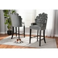 thumbnail image 6 of Baxton Studio Chloe Modern and Contemporary Dark Grey Velvet Upholstered and Dark Brown Finished Wood 2-Piece Bar Stool, 6 of 7