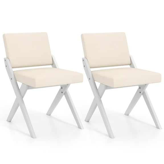 Giantex Wooden Dining Chairs Set of 2, Upholstered Kitchen Chairs, Armless Side Chairs