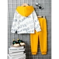 thumbnail image 4 of Kucnuzki 7T Big Boys Pant Sets 8T Big Boys Clothing Sets Fall Winter Long Sleeves Hoodie Car Print Hooded Letter Pants 2PCS Outfits Yellow, 4 of 8