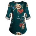 thumbnail image 4 of SpringTTC Womens Plus Size Notch V-Neck Roll-up Long Sleeve Blouse Casual Flowy Tunic Tops, 4 of 5