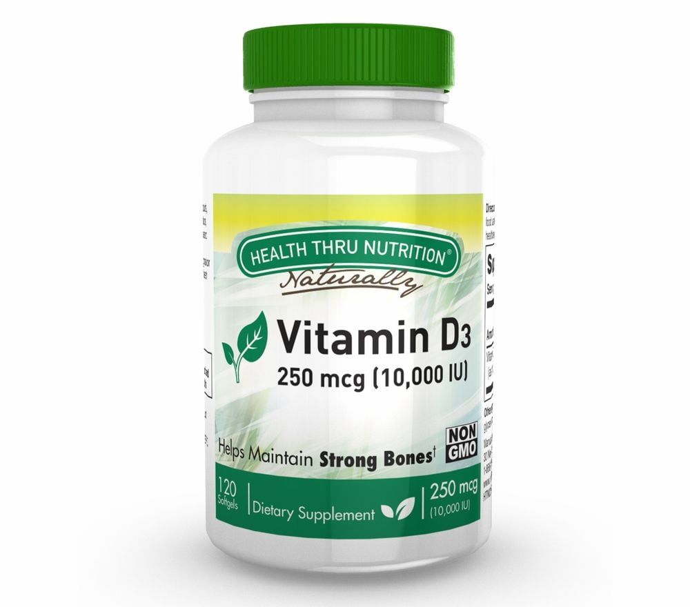 Vitamin D3 250mcg / 10,000 IU (120 Softgels) (Soy-Free) (NON-GMO)