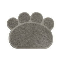 Paw Print Litter Trapper Mat - 15.7x11.8 Inch Waterproof Cat Litter Box Mat with Non- Base, Multi-Use as Pet Feeding Placemat for Food and Water Bowls, Floor Protection