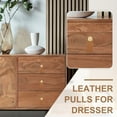 thumbnail image 6 of Uxcell Leather Drawer Pulls Leather Handle Center Cabinet Dresser Knobs with Screws for Dresser Cupboard Closet Doors Light Brown, 6 of 7