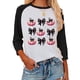 thumbnail image 3 of Camiseta de manga tres cuartos con estampado de feliz Halloween para mujer, blusa informal de cuello redondo, camisetas de fantasma de Halloween, 3 of 5