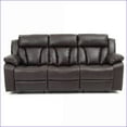 thumbnail image 5 of Reclining Sofa – Classic 85"W Dark Brown | PU Upholstery | Handle Release | Channel Tufting, 5 of 6