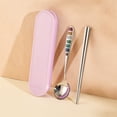 thumbnail image 4 of PONPRNGY Travel Utensils with Case, Portable Silverware Set for Work, 2Pcs Stainless Steel Portable Cutlery Set,Lunch Box for Camping Work School, Include Spoon Chopsticks, Dishwasher Safe, 4 of 6