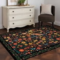 thumbnail image 3 of Boho Black Flowers Area Rugs 4'x6', Washable Small Throw Rugs for Office Bathroom, Spring Abstract Watercolor Floral Leaf Indoor Outdoor Rug Non-Slip Low Pile Carpet Runner Reversible Floor Mats, 3 of 8