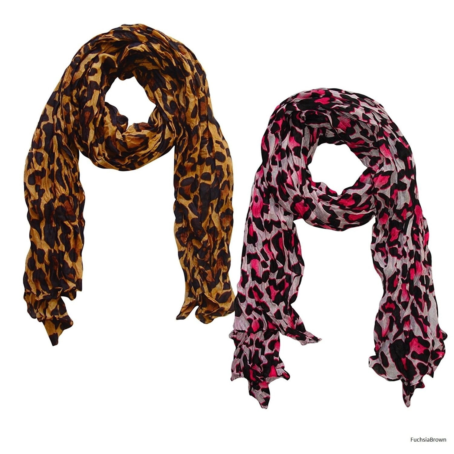 Peach Couture Trendy Women's Leopard Animal Print Crinkle Scarf Wrap