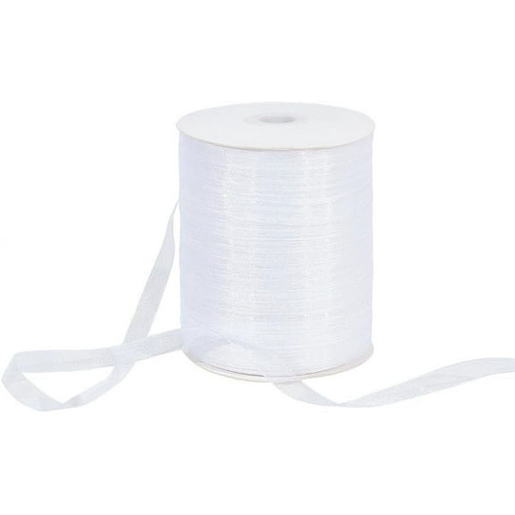 3/8" Sparkle Sheer Organza Ribbon 500 Yards White Polyester for Wedding DIY Crafts Home Decor Gift Wrapping & Hair Bows
