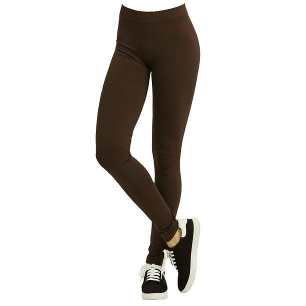 Polyester Spandex Womens Full Length Leggings, Brown - Walmart