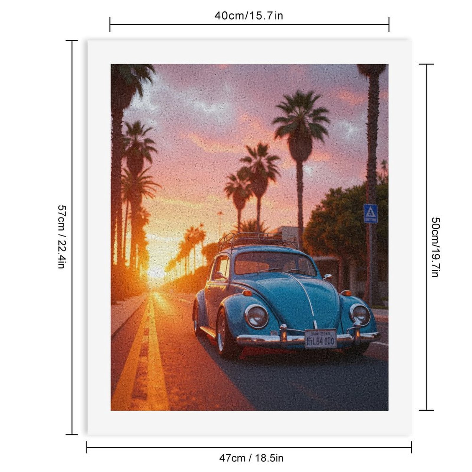 Paint by Numbers Kit for Adults, Classic Car Sunset Palms Paint by Numbers, Easy Paint by Numbers Kit for Adults Beginner, DIY Adult Paint by Number Kits on Canvas, Home Decor