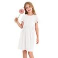 thumbnail image 2 of Actgleam Girl's Ruffle Sleeve Summer Dress A-Line Casual Swing Cute Dresses with 2 Pockets for Kids,8-9Years, 2 of 11