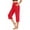 Red, variant on JoveMarine Women's Athletic Capris - Drawstring Elastic High Waist Solid Color Casual Sporty Pants, Stretchy 3/4 Length for Gym Running,Army Green L