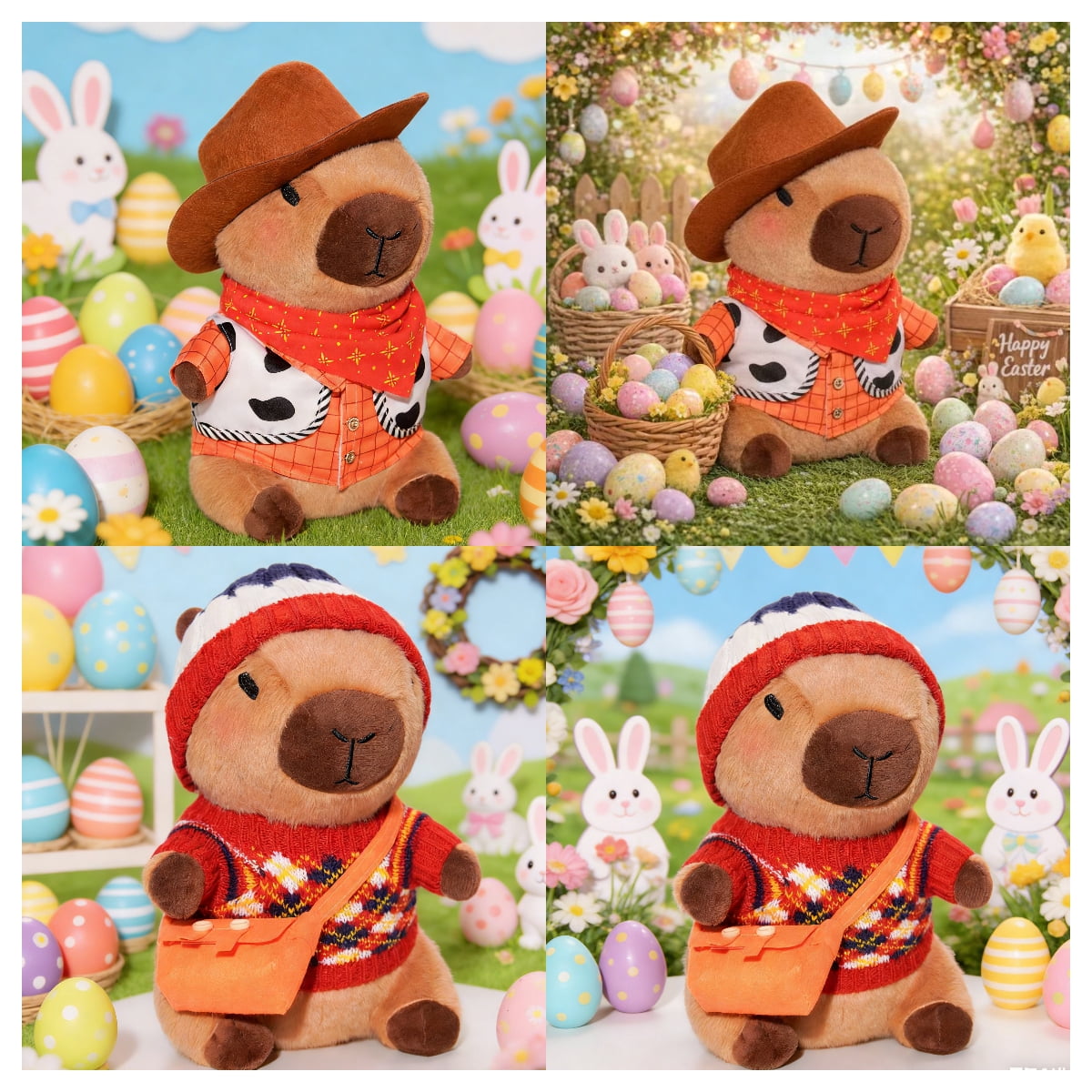 10.2 Inch Dress-Up Capybara Plush with Outfit Accessories, Cute Capybara Stuffed Doll with Hats, Sweaters, Bags , Soft Gift Plush for Room Decor