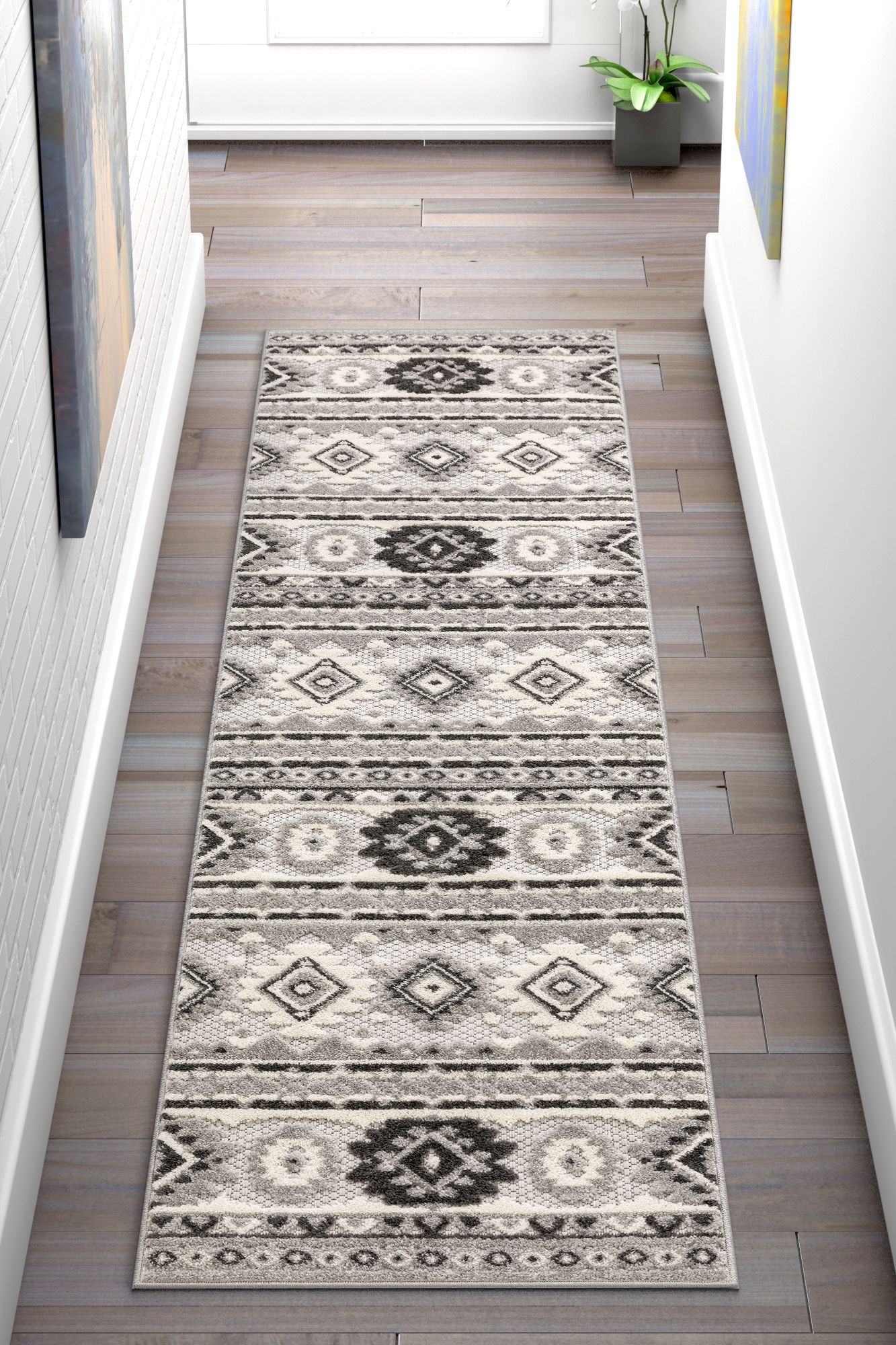 Well Woven Tuscon Grey Indoor/Outdoor Southwestern Area Rug High
