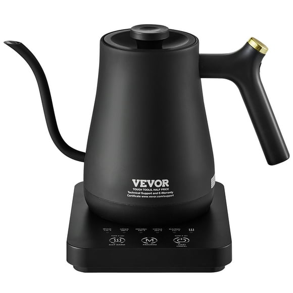 VEVOR Electric Gooseneck Kettle 1L, Temperature Control Pour Over Coffee Kettle with 5 Variable Presets, 304 Food Grade Stainless Steel Hot Water Tea Boiler & Boil-Dry Protection, Keep Warm, 1200W
