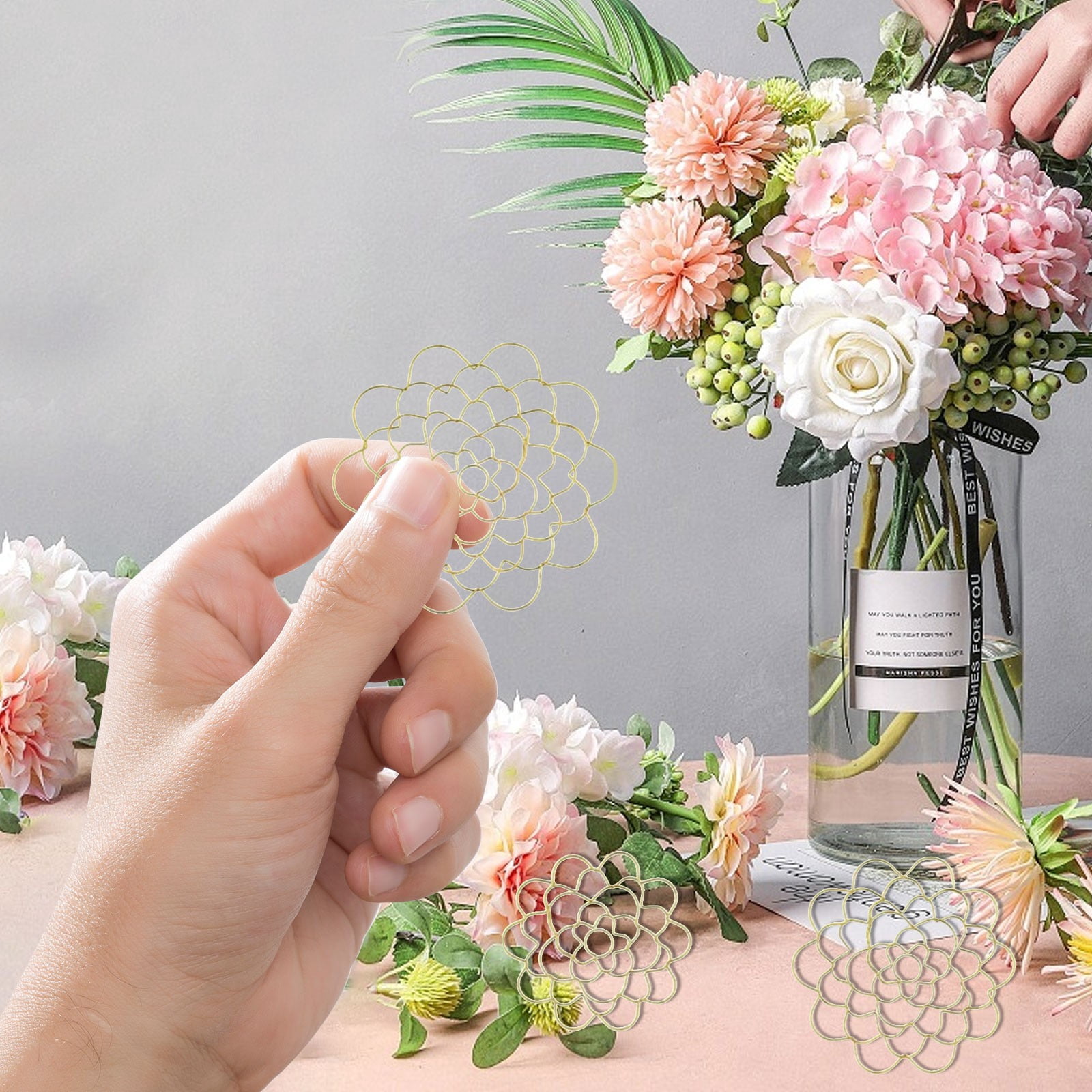 Replio Reusable Floral Grid for Vase 3pcs Stainless Steel Wire Flower Arranging Tool Flower Grid Arranger for Arrangement Vase Flower Gifts