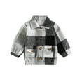 thumbnail image 1 of KOMOO Toddler Baby Flannel Jacket Long Sleeve Lapel Corduroy Jacket Button Elastic Hem Plaid Shacket Jacket, 1 of 9