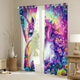 thumbnail image 3 of Homewish Chic Unicorn Curtains Pack of 2 (42x84 Each),Magic Cartoon Animal Curtains Blackout,Multicolor Flower Floral Bedroom Curtains For Princess,Breathable Home Decor, 3 of 6