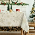 thumbnail image 3 of Christmas Tablecloth 60×84 Inch Rectangular, Simple Snow Stick Figure Beige Washable Table Cover for Party Picnic Dinner Decor, 3 of 6