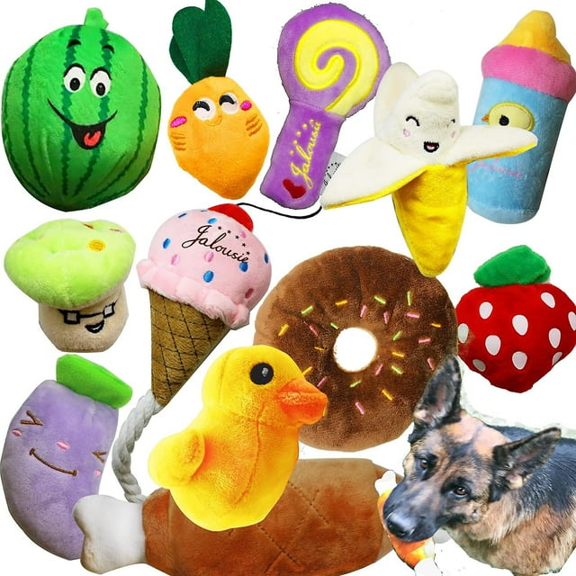 Paquete de 12 juguetes de peluche para perros TANGJMXG chirriantes masticables para perros pequeños