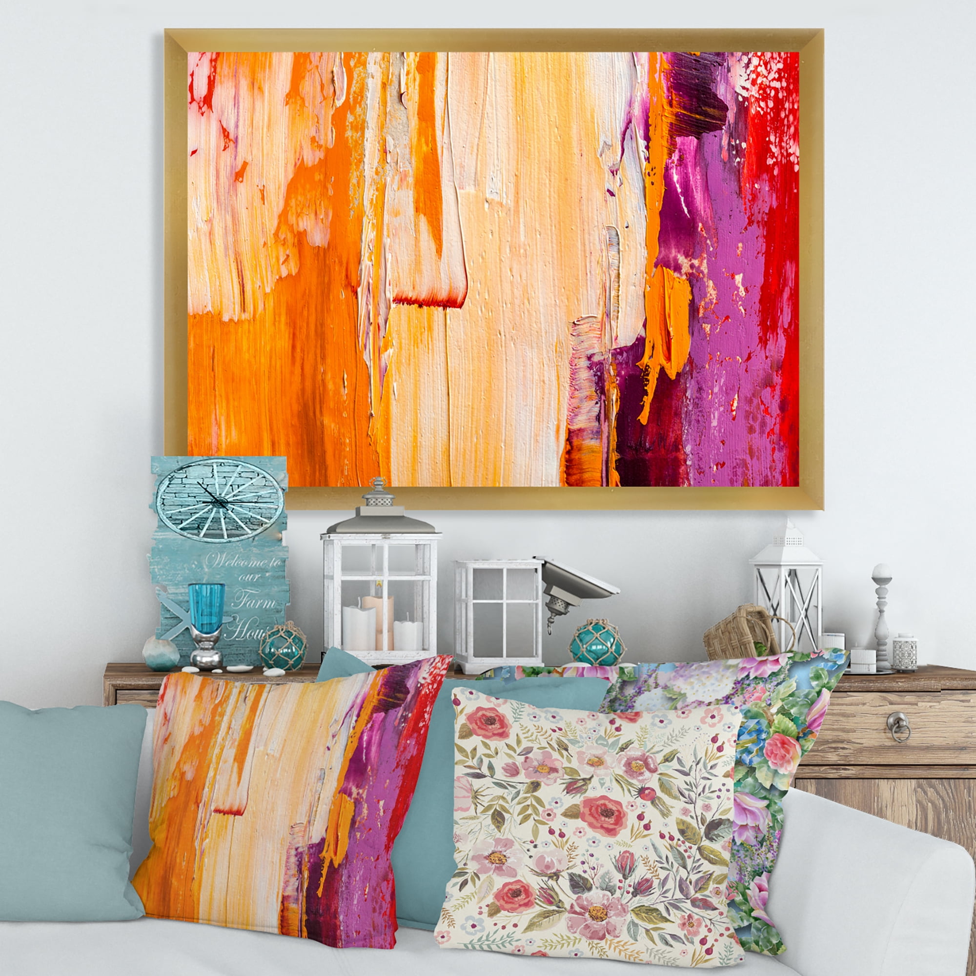 Designart 'Grunge Brown Abstract' Modern Framed Art Print