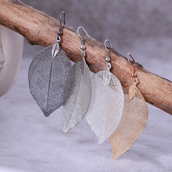 SmartBy Tree Leaf Shape Alloy Hollow Bright Dangle Hook Earrings Fashion Jewelry for Wedding