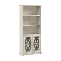 Lennox 5 Shelf Bookcase with Glass Doors in Linen White Oak - Engineered Wood