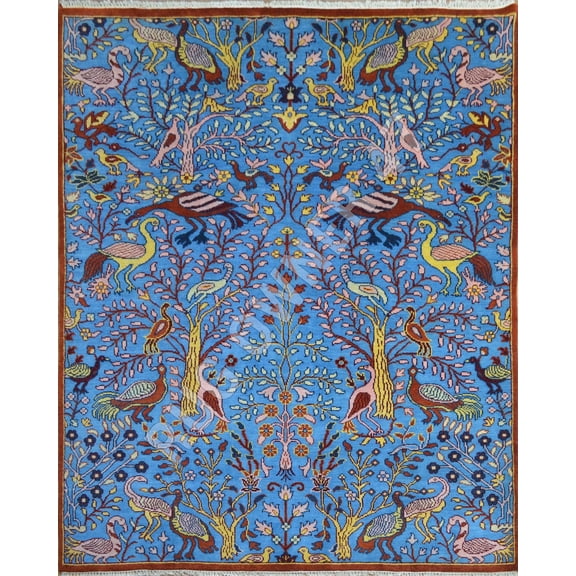 Handmade Hand-Knotted Serapi Area Rug For Living Room, Dining Room, Bed Room 8X10 M Blue, Maroon, Gold, Pink, Green, Wool Area Rugs