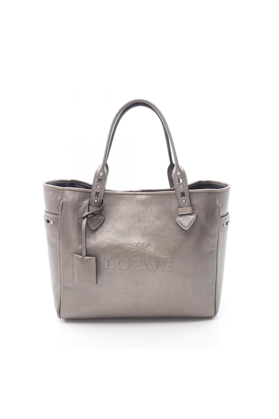 Pre-Owned Loewe Heritage Metallic Tote Bag/Handbag, Leather, Women's, Gray