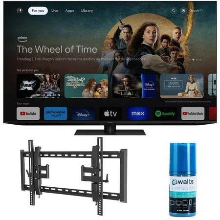 SHARP 4T-C65FV1U 65 Inch Class AQUOS XLED 4K Ultra HD Mini LED Google TV with a Walts TV TILT-EXTENSION-37-90 Tilt Mount for 37"-90" Compatible TVs and Walts HDTV Screen Cleaner Kit (2024)
