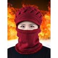 thumbnail image 4 of Luxtrada Womens Bib Beanie Hat Pom Bobble Scarf Mask Set Knitted Winter Warm Snow Ski Cap Knit Skull Cap with Fleece Lined, 4 of 6