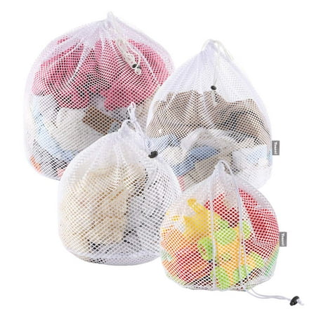 Yoassi 4 Sizes Drawstring Laundry Bags for Washing Machine, Upgrade Three Layer Mesh Laundry Net Washing Bags for Travel, Delicates, Baby Cloths, Net Mesh Bags for Laundry, Toy