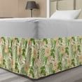 thumbnail image 1 of Floral Bed Skirt, Vintage Flowers Pointy Petals Leaves Motifs Pattern on Pale Background, Elastic Bedskirt Dust Ruffle Wrap Around for Bedding Decor, 4 Sizes, Cream Pistachio Green, by Ambesonne, 1 of 2