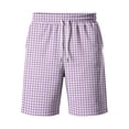 thumbnail image 4 of Resicozy Mens Shorts Casual Lounge Summer Beach Vacation Shorts Comfy Plaid Short with Pocket Purple L, 4 of 5