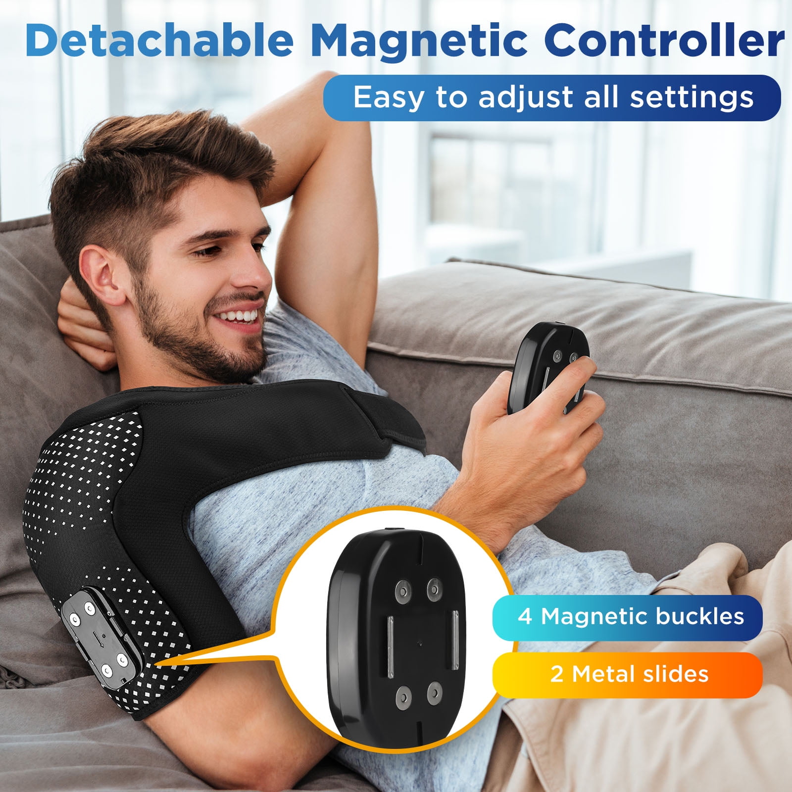 Heated Shoulder Brace Cordless Shoulder Heating Pad with 6 Heat Options 3 Vibration Modes for Neck Shoulder Muscle Relax, Rotator Cuff Support Gifts for Men & Women, Black